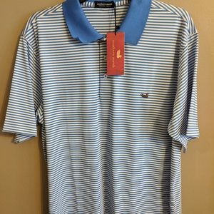 Southern Marsh NWT Blue Stripe Short Sleeve Collar
